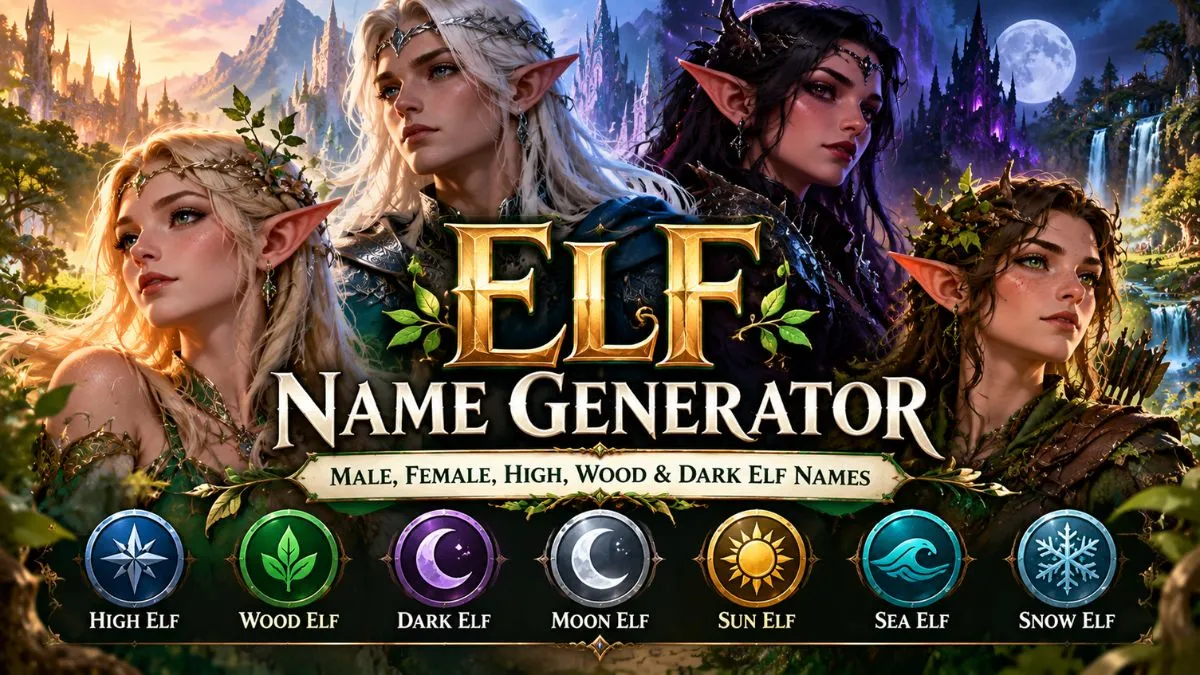 Elf Name Generator – Male, Female, High, Wood & Dark Elf Names