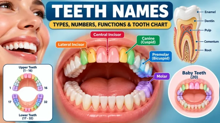 Teeth Names - Types, Numbers, Functions & Tooth Chart